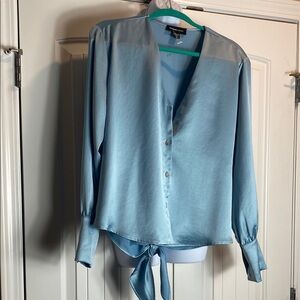 Elegant Blue Satin Blouse
